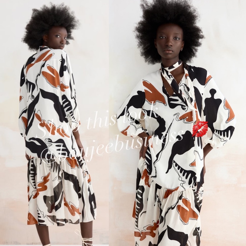 ZARA Printed Midi Dress BNWT